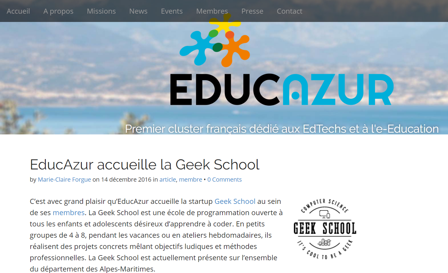 EducAzur accueille la Geek School